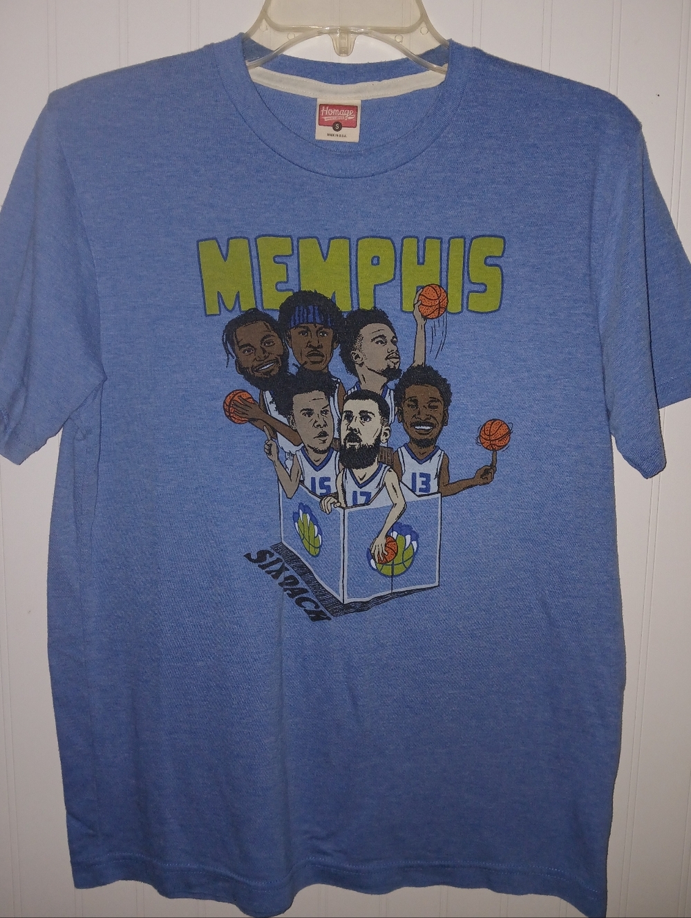 HOMAGE MEMPHIS GRIZZLIES Six Pack mens SMALL blue basketball tee
